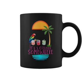 It's 5 O'clock Somewhere Parrot Cocktail Lover Hello Summer Coffee Mug - Monsterry DE