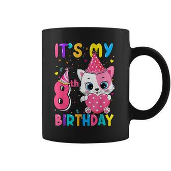 It's My 8Th Birthday Girl Cat Birthday 8 Year Old Coffee Mug - Seseable