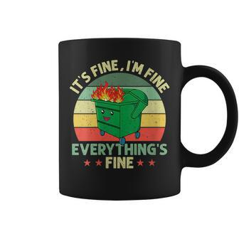 Its Fine Im Fine Everything Is Fine Dumpster Fire Retro Coffee Mug | Mazezy