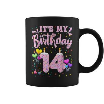 Its My 14Th Birthday Doughnut Happy 14 Years Old Girl Kids Coffee Mug - Seseable