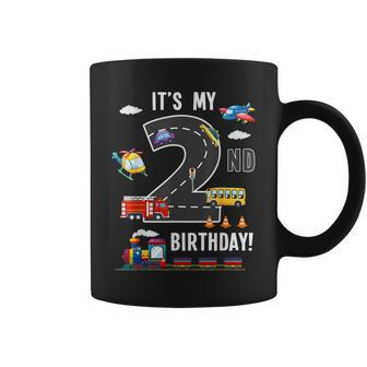 Its My 2Nd Birthday Boy 2 Bday Train Car Fire Truck Airplane Coffee Mug - Monsterry UK