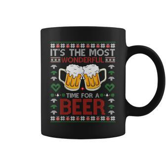 It's The Most Wonderful Time For A Beer Santa Hat Christmas Coffee Mug - Seseable