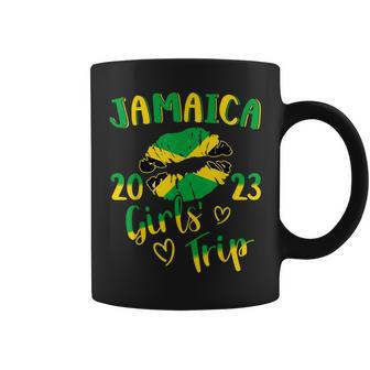 Jamaica 2023 Girls Trip With Jamaican Flag And Kiss Lips Coffee Mug - Seseable