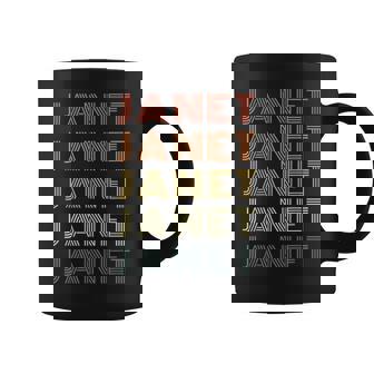 Janet First Name Vintage Style Retro Wordmark Pattern Coffee Mug | Mazezy