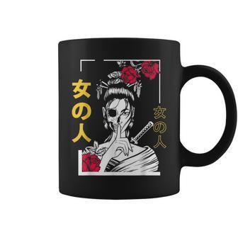 Japanese Samurai Floral Warrior Geisha Woman Tokyo Anime Coffee Mug - Monsterry DE