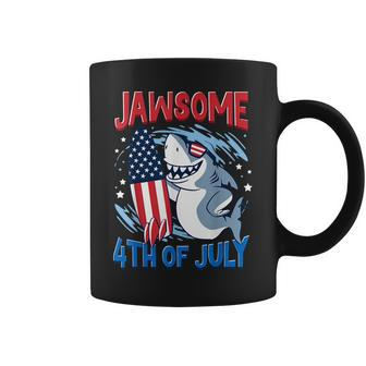 Jawsome 4Th Of July Outifts For Kids Boys Men Funny Shark Coffee Mug - Seseable