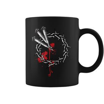 Jesus Crucifixion - Crown Of Thorns With 3 Cross Nails Coffee Mug | Mazezy