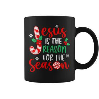 Jesus Is The Reason For The Season Christmas Xmas Candy Cane Coffee Mug - Seseable