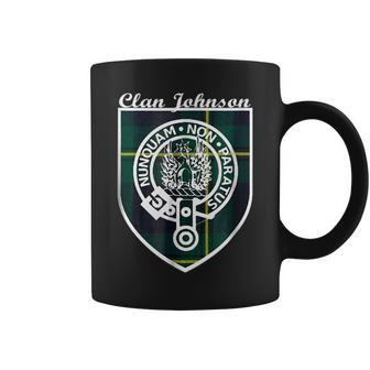Johnson Surname Last Name Scottish Clan Tartan Badge Crest Funny Last Name Designs Funny Gifts Coffee Mug | Mazezy