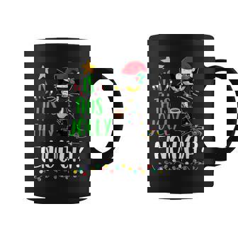 Is This Jolly Enough Black Cat Merry Christmas Tree Lights Coffee Mug - Thegiftio