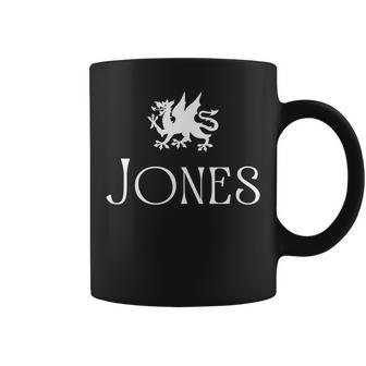 Jones Surname Welsh Family Name Wales Heraldic Dragon Coffee Mug | Mazezy