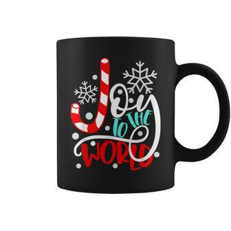 Joy To The World Candy Cane Christmas Coffee Mug - Seseable