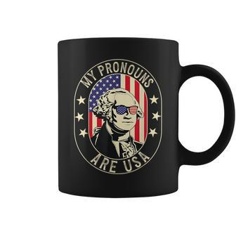 July 4Th Funny My Pronouns Are Usa Flag 4Th Of July American Usa Funny Gifts Coffee Mug | Mazezy