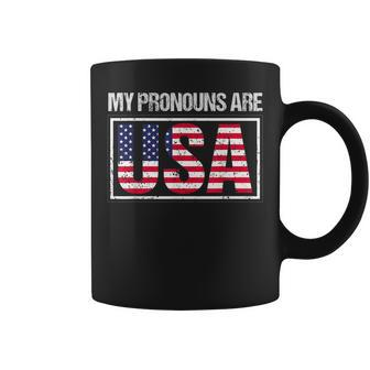 July 4Th My Pronouns Are Usa Funny Patriotic Us Flag Gift For Mens Coffee Mug | Mazezy