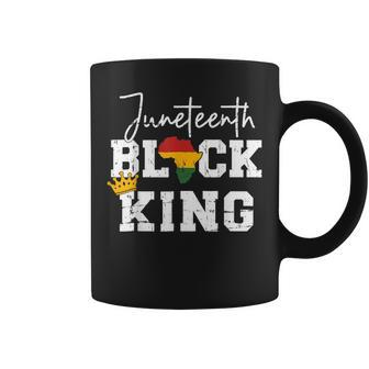 Junenth Black King With Pan African Map Flag Men Boys Coffee Mug | Mazezy