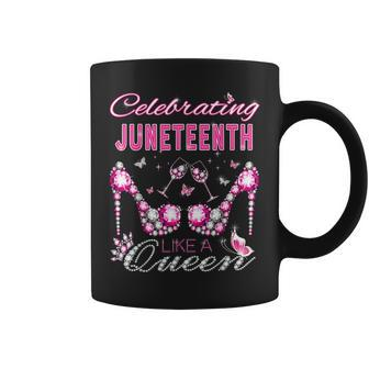 Junenth Black Women Queen Celebrate Independence Coffee Mug - Seseable