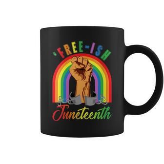 Junenth Free-Ish Rainbow Flag Gay Pride Month Lgbtq Ally Coffee Mug | Mazezy