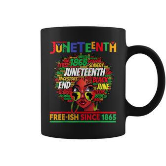 Junenth Free-Ish Since 1865 Afro Black Women Messy Bun Coffee Mug | Mazezy
