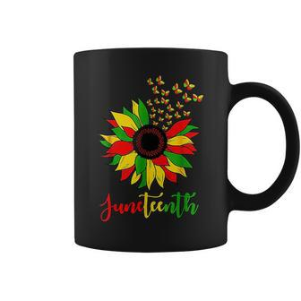 Junenth Sunflower Butterflies Afro American Freedom Day Coffee Mug | Mazezy