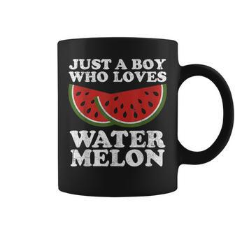Just A Boy Who Loves Watermelon Summer Funny Retro Cute Coffee Mug - Seseable