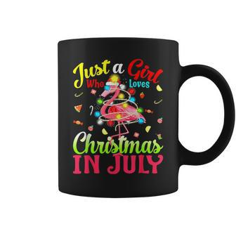Just A Girl Who Loves Christmas In July Flamingo Flamingo Funny Gifts Coffee Mug | Mazezy