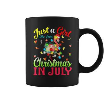 Just A Girl Who Loves Christmas In July Flamingo Flamingo Funny Gifts Coffee Mug | Mazezy