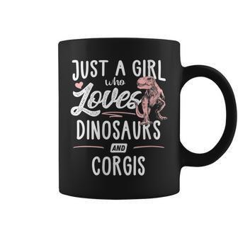Just A Girl Who Loves Dinosaurs And Corgis Dinosaur Coffee Mug | Mazezy