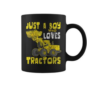 Just A Boy Who Loves Tractors Construction Kid Birthday Coffee Mug | Mazezy