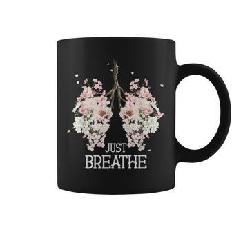 Just A Breathe Yoga Inhale Exhale Nature Lung Floral Coffee Mug - Seseable