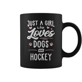 Just A Girl Who Loves Dogs And Hockey Dog Lover Coffee Mug | Mazezy