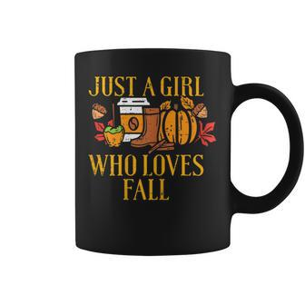 Just A Girl Who Loves Fall Pumpkin Spice Leaves Autumn Women Pumpkin Coffee Mug | Mazezy