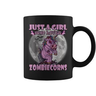 Just A Girl Who Loves Unicorns Halloween Zombiecorn Halloween Coffee Mug | Mazezy