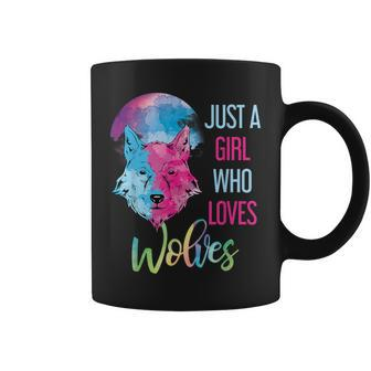 Just A Girl Who Loves Wolves Wild Animal Girls Wolf Coffee Mug - Monsterry