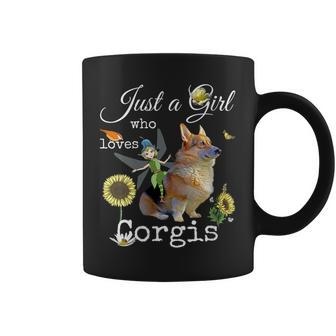 Just Girl Who Loves Corgis Fairy Sunflower Floral Dog Lovers Coffee Mug | Mazezy
