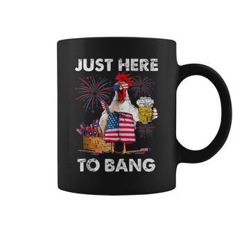 Just Here To Bang Usa Flag Funny 4Th Of July Chicken Beer Beer Funny Gifts Coffee Mug | Mazezy