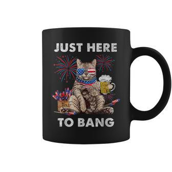 Just Here To Funny Bang Usa Flag Beer 4Th Of July Cat Lover Gifts For Cat Lover Funny Gifts Coffee Mug | Mazezy