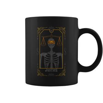 Justice Arcana Tarot Card Goth Occult Skeleton Witchcraft Coffee Mug | Mazezy