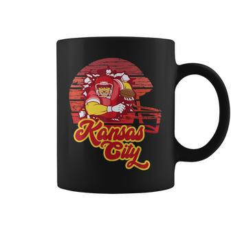 Kansas City Football Retro Sunset Helmet Chief Bbq Pajamas Coffee Mug | Mazezy