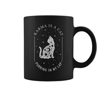 Karma Is A Cat Purring In My Lap Coffee Mug - Monsterry