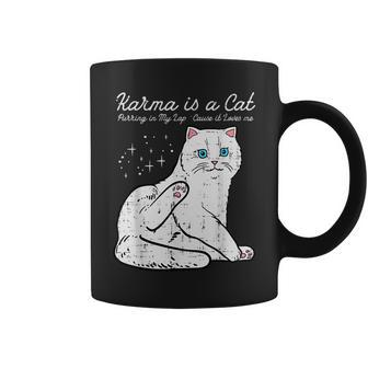 Karma Is A Cat Cute White Kitten Kitty Women Girls Kids N Coffee Mug - Thegiftio UK