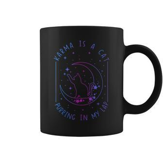 Karma Is A Cat Purring In My Lap Cat Lover Coffee Mug - Seseable