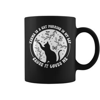 Karma Is A Cat Purring In My Lap Cause It Loves Me Floral Coffee Mug - Thegiftio UK