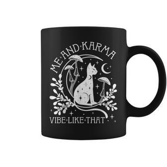 Me And Karma Vibe Like That Mystical Cat Zodiac Coffee Mug | Mazezy