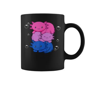 Kawaii Axolotl Pile Bisexual Pride Flag Bi Lgbtq Coffee Mug | Mazezy