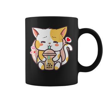Kawaii Cat Boba Tea Bubble Japanese Neko Anime Girls Coffee Mug - Monsterry AU