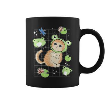 Kawaii Frog & Cat Frog Hat Retro 90S Cottagecore Aesthetic Coffee Mug - Monsterry AU
