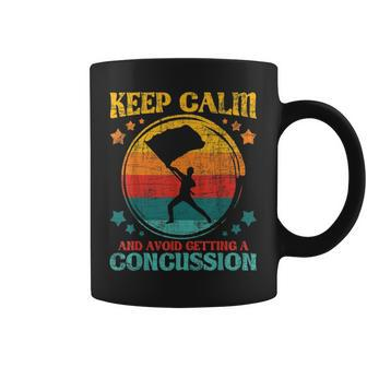 Keep Calm And Avoid Getting A Concussion - Retro Colorguard Coffee Mug - Seseable