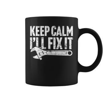 Keep Calm Ill Fix It Car Mechanic & Blue Color Laborer Mechanic Funny Gifts Funny Gifts Coffee Mug | Mazezy CA
