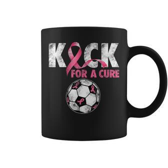 Kick For A Cure Breast Cancer Awareness Pink Ribbon Soccer Coffee Mug - Monsterry