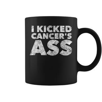 I Kicked Cancer's Ass Awareness Saying Quote Coffee Mug | Mazezy